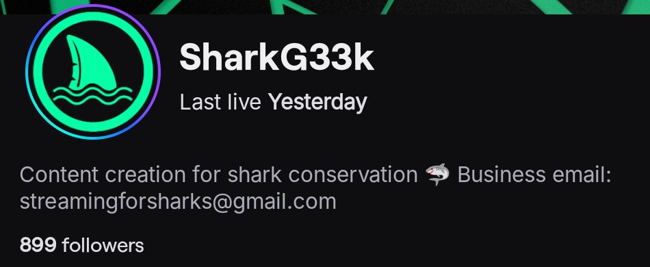 1 follower short of the 900 goal. Anybody know anybody who wants to watch shark content on twitch? We're watching 360 scuba videos today at 4EST 😆

Twitch.tv/sharkg33k 

#shark #sharks #twitch #animals #wildlife