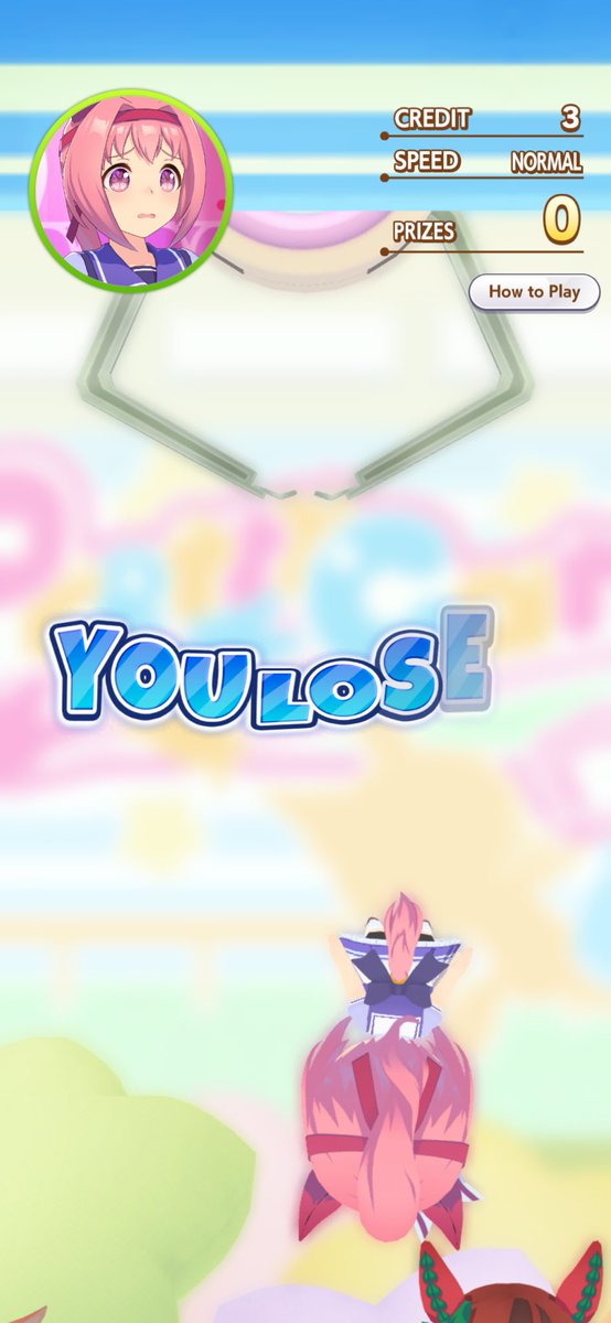 i was trying to take a screenshot of winning a haru urara plush with her but then this happens… im so sorry i failed u