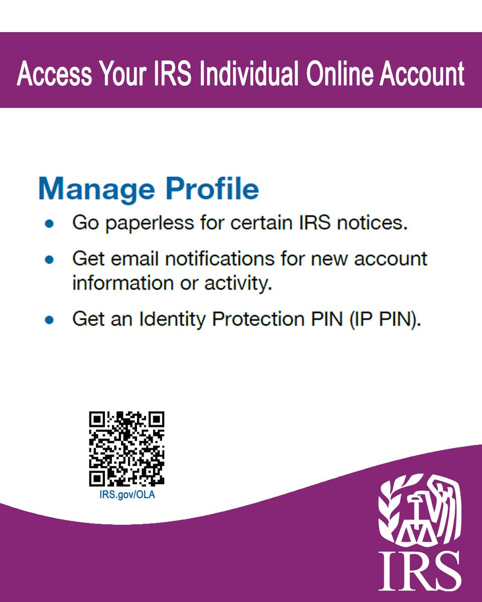 Access your tax records today with an #IRS Individual Online Account. Things like transcripts, your adjusted gross income (AGI) and other key tax return information are right at your fingertips. irs.gov/OLA