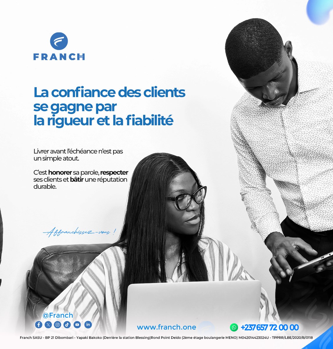 Franch_sasu20's tweet photo. La confiance se construit dans les dรฉtails.
Chez nous, livrer ร temps cโest bien, anticiper cโest mieux.
๐ Respecter un dรฉlai = honorer une promesse
๐ Anticiper = offrir de la sรฉrรฉnitรฉ
La vraie rรฉussite ? Une confiance qui grandit chaque jour. ๐
#Confiance #Fiabilitรฉ #FRANCH https://t.co/5hHXliEHu9