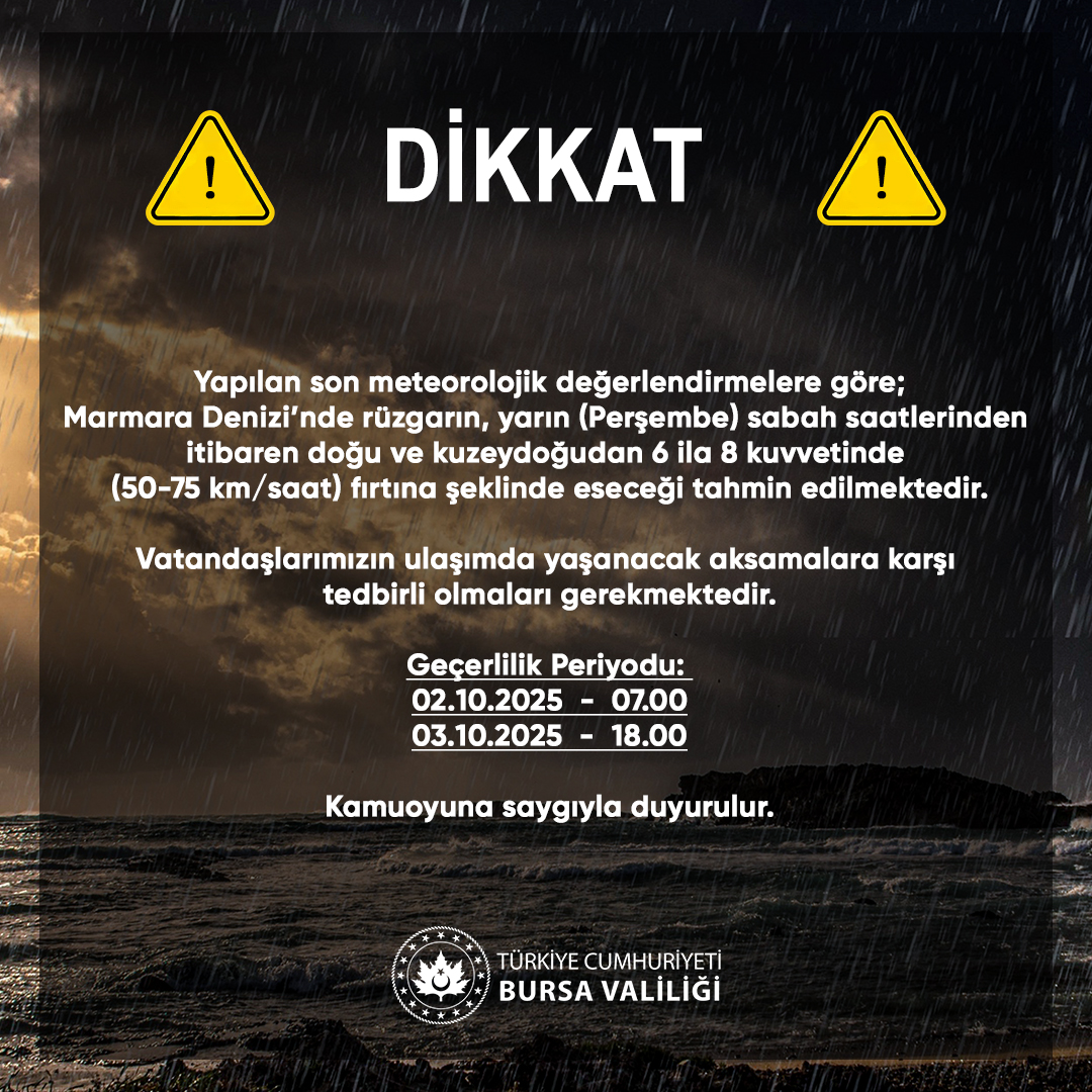 BursaValiligi's tweet photo. ⚠️ Meteorolojik Uyarı⚠️ https://t.co/3NuOwJ17OV