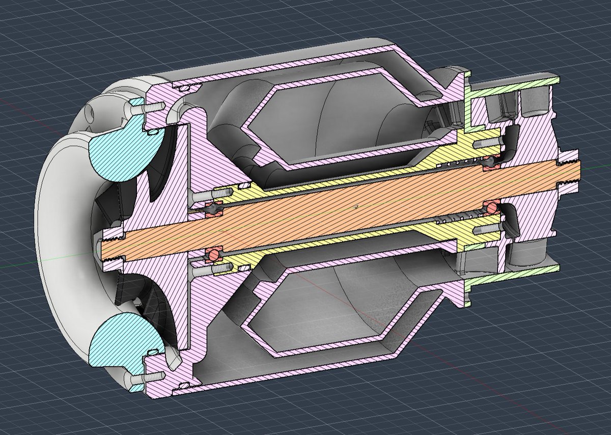 FangSystems's tweet image. Shaft from JLCPCB just arrived!!!

Been printing the parts just to test fitment. All that's left is to finish the combustion chamber and liner.

I've also managed to bump up the thrust to around 45N and dropped the RPM to just above 100,000RPM.

Going to get it manufactured soon!