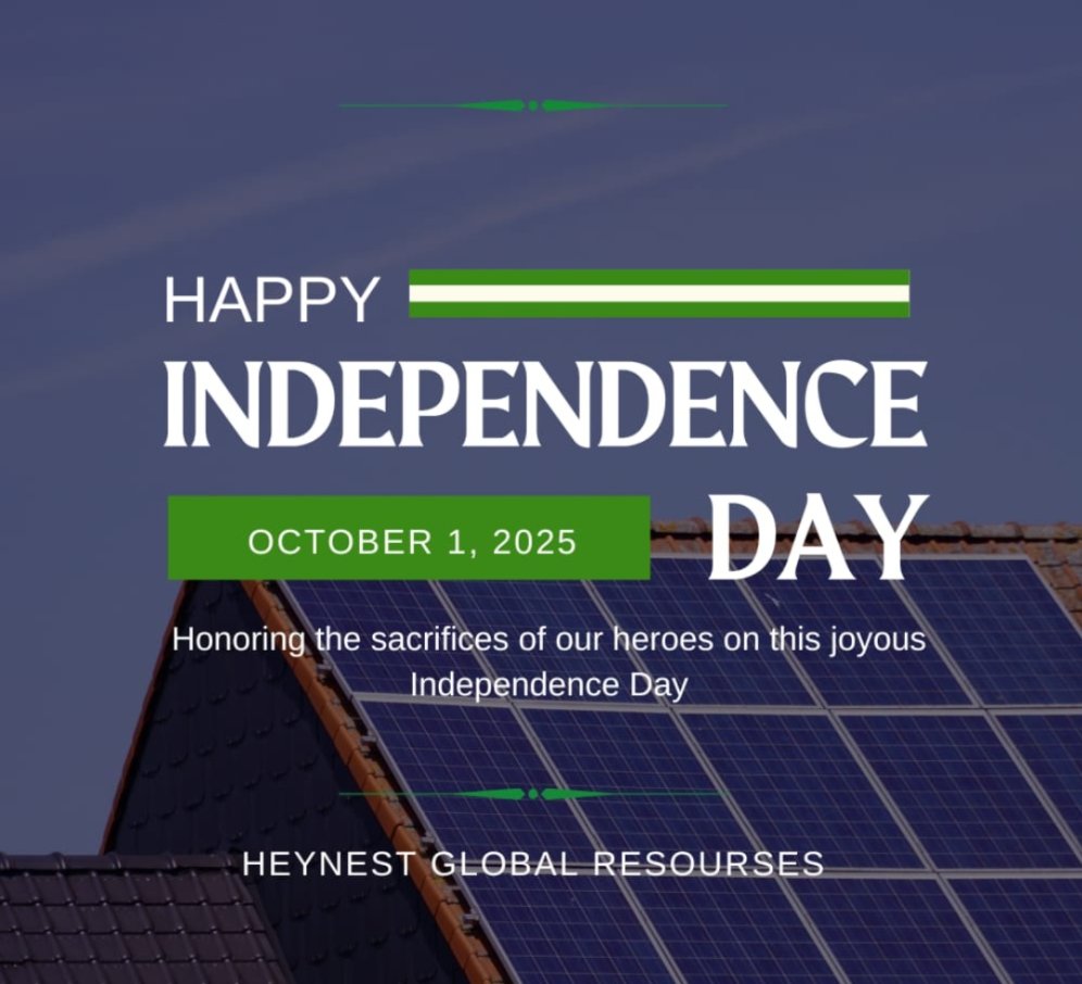HeynestGlobalR's tweet photo. From all of us @HeynestGlobalR we wish Nigeria and Nigerians a happy independence anniversary.
May we continue to have a shining and brighter day ahead. https://t.co/nXfangYAKT