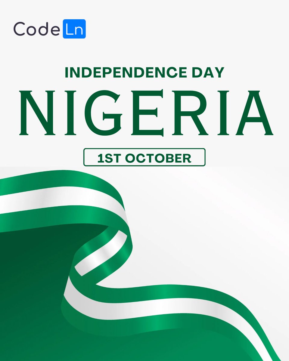 Codeln_spaces's tweet image. Happy Independence Day Nigeria 🇳🇬
May progress, unity, peace and love continue to reign over this nation.
