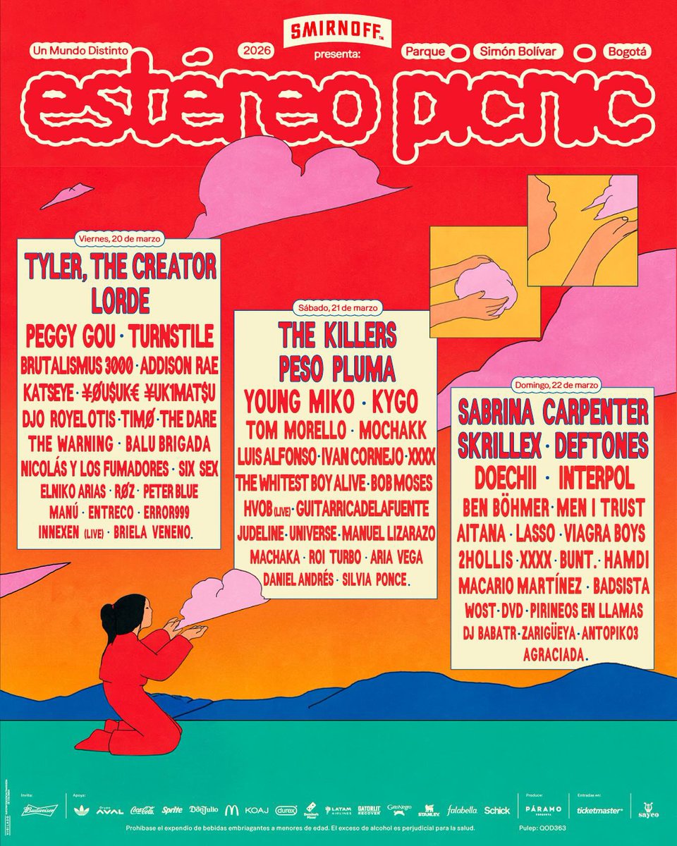 AcostaMzk's tweet image. #fep Estereo Picnic 🇨🇴 comparte el lineup por día de la edición 2026.