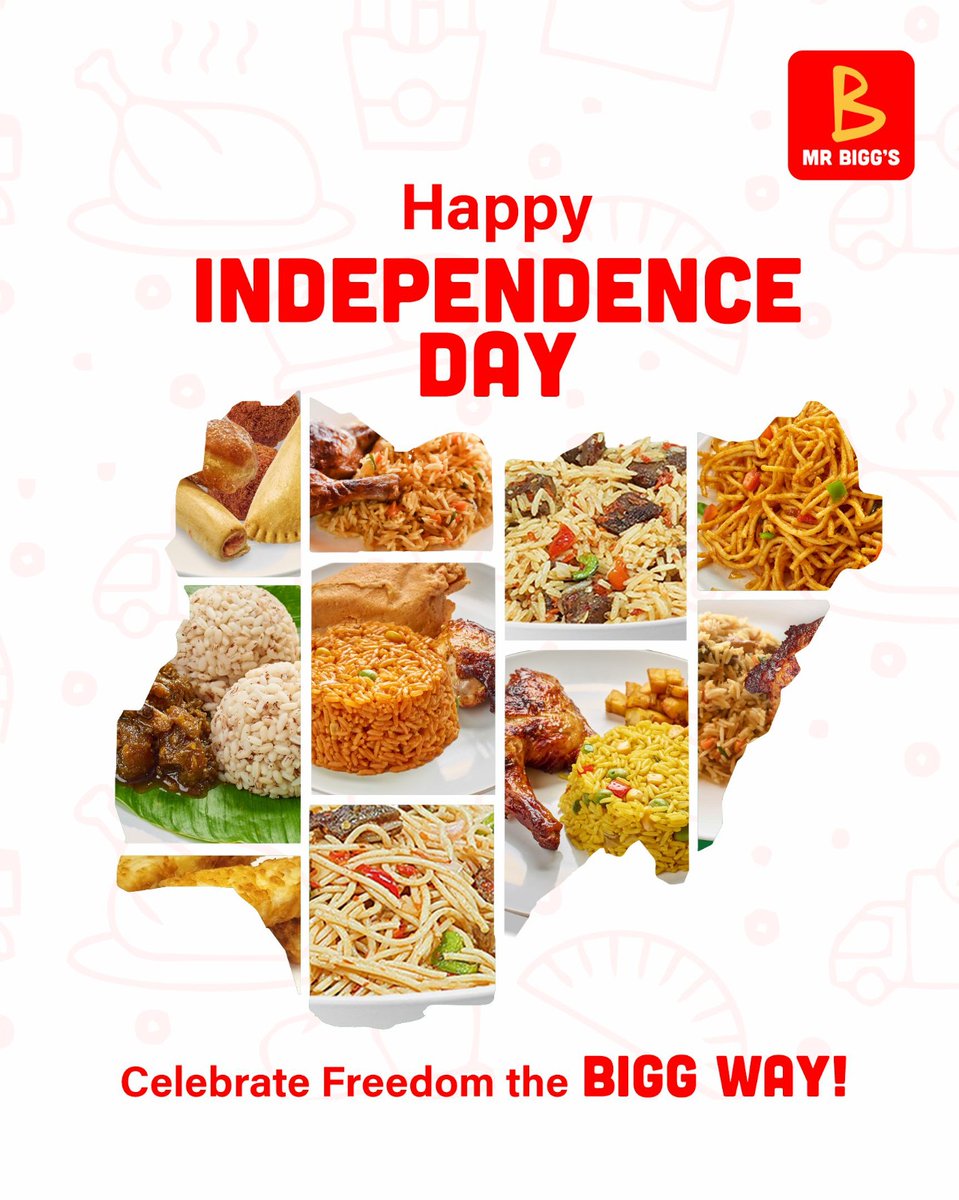 🇳🇬🎉 Bigg Flavors, Bigg Celebration! 🎉🇳🇬
As we celebrate Nigeria’s freedom, gather your loved ones and enjoy the taste of Naija the Bigg way — delicious meals, happy moments, and true Naija vibes. ❤️🍴✨
 
#MrBiggs #IndependenceDay #NaijaFlavors #BiggMealsBiggJoy #CelebrateNaija