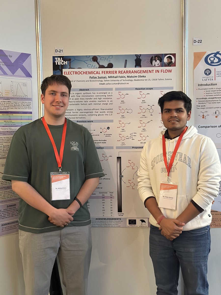 FokinMihhail's tweet photo. Had a first in career conference experience. Too much emotions to describe, but im thankful to everybody who made it happen. Also presented poster together with @deil_nora, which was really fun. 

#PaulWalden 
#OrganicChemistry https://t.co/w5qrzuOgxm