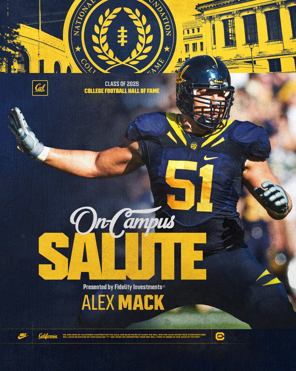 𝐒𝐚𝐥𝐮𝐭𝐢𝐧𝐠 𝐚 𝐂𝐚𝐥 𝐥𝐞𝐠𝐞𝐧𝐝! 

Excited to honor Alex Mack at the game this weekend in recognition of his induction into the College Football Hall of Fame!

#SmartAndTough #GoBears