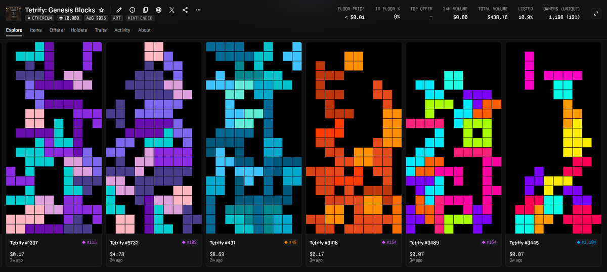 drop_nft_com's tweet photo. 🚨 BREAKING 🚨

Tetrify: Genesis Blocks just set another record — $9 SALE on @opensea 🔥

Collectors are rushing for the pieces with higher rarity 👀

Floor is moving fast… don’t get left behind!

👉 https://t.co/OSEHd4MVhT

#NFTs #Ethereum #opensea #drop #NFTCollectors https://t.co/MYKohQv0Fg
