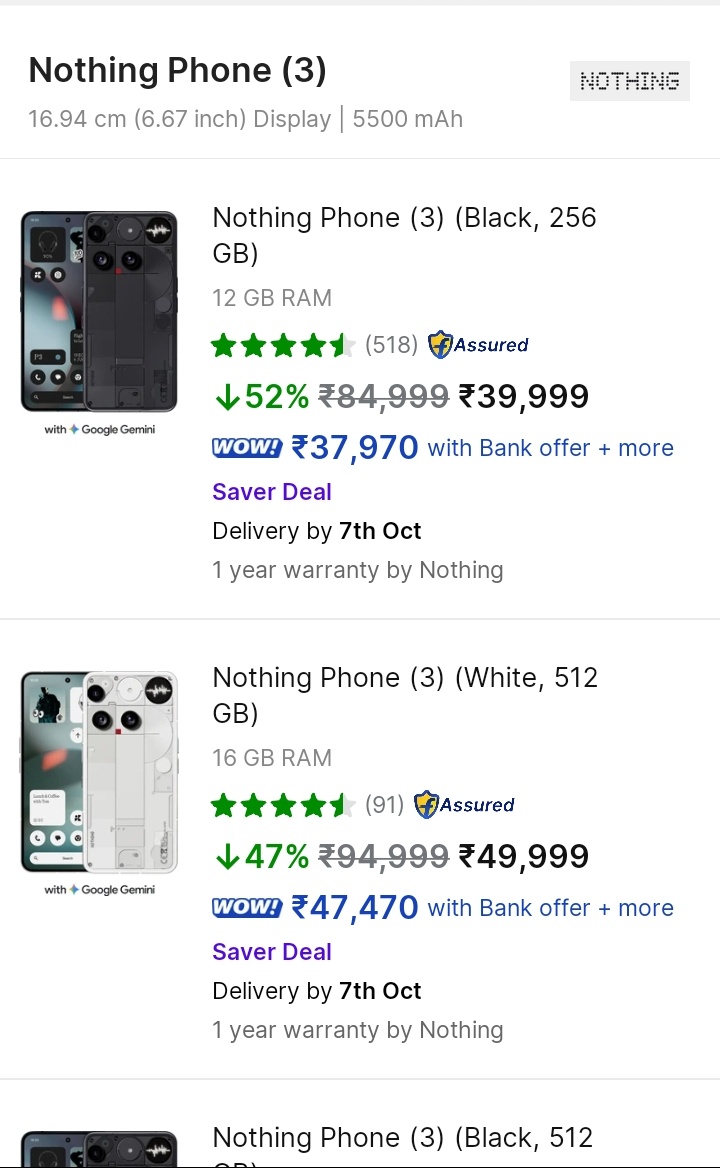 Tech_Bieber's tweet photo. Nothing Phone 3 Now Officially Available at ₹39,999 For Everyone🤷 https://t.co/8NyZ1ZCZlw
