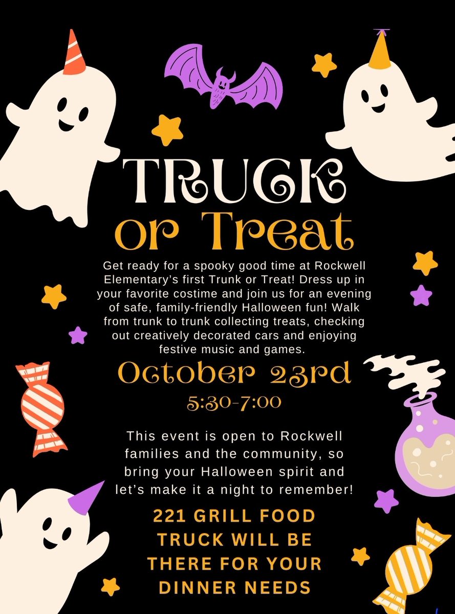 RockwellPto's tweet photo. Rockwell's 1st Trunk or Treat is coming soon !!!! Hope to see you there!! @MPSRockwell https://t.co/naKZ5aWusj