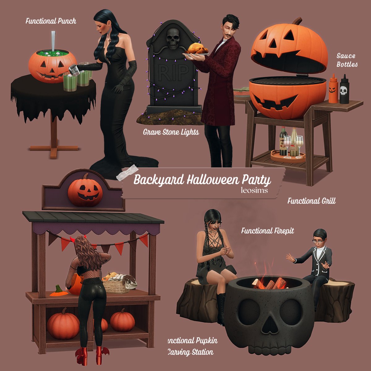 Backyard Halloween Party At patreon.com/leosims #Sims4 #thesims4 #TS4 #Halloween