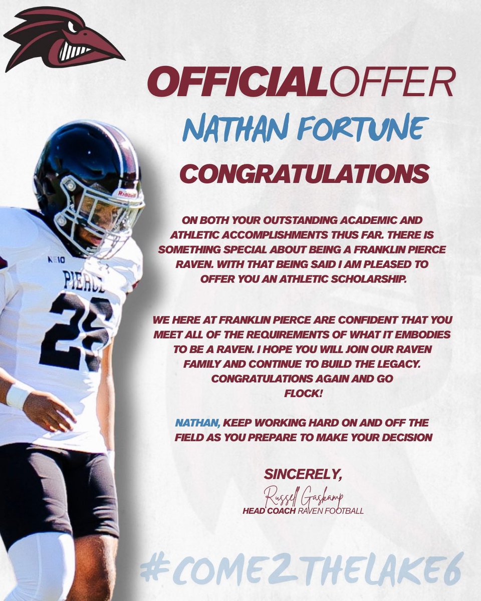 IM BLESSED TO SAY I HAVE EARNED AN OFFER FROM FRANKLIN PIERCE <a href="/Coach_GAS/">Russell Gaskamp</a> <a href="/CoachZMcBride/">Zach Mc Bride</a>