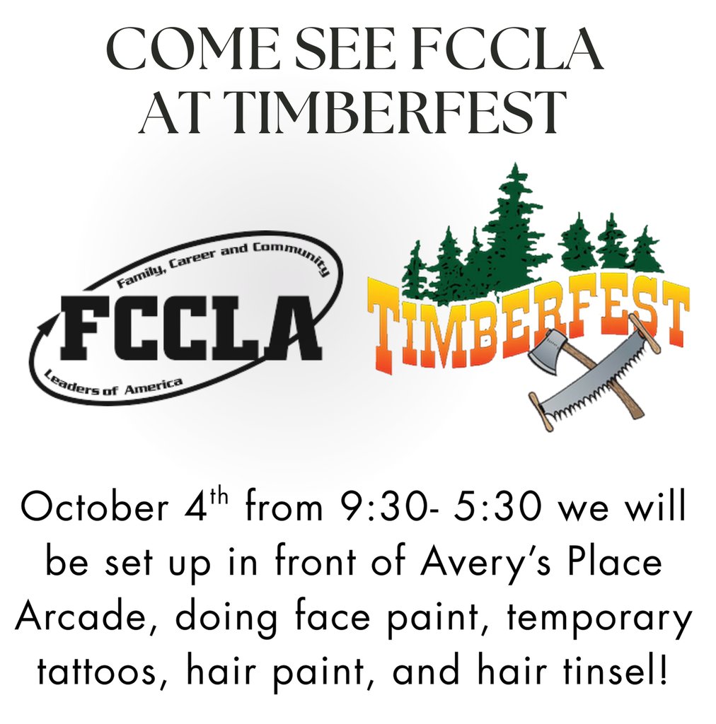 The Sheridan High School FCCLA (Family, Career and Community Leaders of America)  group encourages everyone to stop by their booth at Timberfest! Hope to see you there!