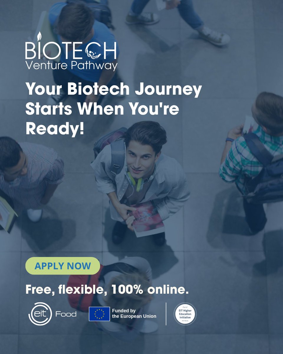 BioPathEU's tweet image. 🚀You can now join the FREE Biotech Entrepreneurship Training anytime until December!
💯 Online, ⏰ Flexible. 

For students, researchers &amp;amp; staff. Transform your ideas into ventures!

Register now🔗 biotech-project.eu/training/
#BiotechEU #Innovation #EIT #OnlineLearning