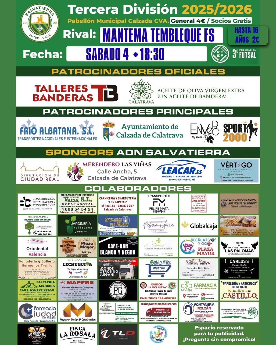 ⚽ ¡𝐓𝐄𝐑𝐂𝐄𝐑𝐀! Vamos a por otra jornada en casa 🏟️ en busca de una victoria que nos mantenga en la parte 🔥 de la clasificación 🙌🏻 un partido ante un muy buen equipo que son duda no lo pondrá fácil ☝🏻 estamos advertidos y preparados 💥 tú plan del Sábado pasa por el pabellón