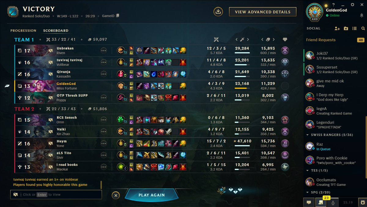 LoLGoldenGod's tweet photo. Pre switzerlan warmup match vs @lol_tito14  better adc wins as always ggs https://t.co/kl7peWUfeO