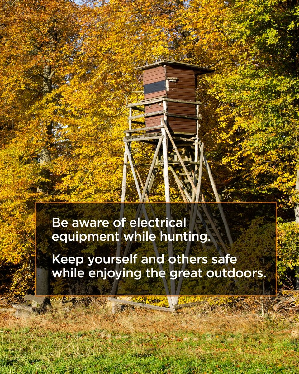 Archers to your marks! 🏹 Dear, Elk, Antelope, Turkey, Rabbit, Bear…. All are waiting for you, but so are hidden electrical hazards. Be aware of where power lines are located on your property and be careful not to set up gear on or shoot any electrical equipment.
