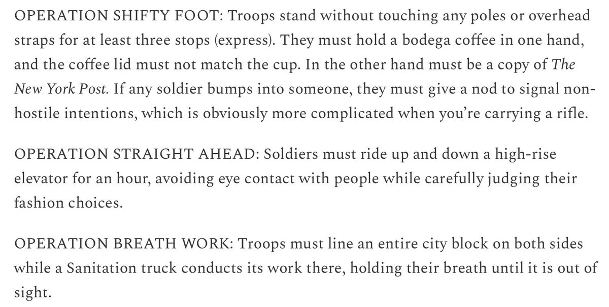 To help President Trump with his important plan to use cities as "training grounds," The Ink has drawn up potential military exercises in New York City.

the.ink/p/riffs-trump-…