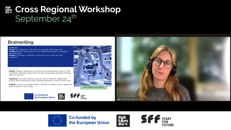 SystemEUValley's tweet photo. 🌍 What a week for #SystemEU! The Online Cross-Regional Workshop brought all 5 valleys together to align on #health, #energy &amp; #mobility priorities. 💡

🤝 Europe innovates better together.

📍 See you at the #SystemEUSummit, Oct 15–17 in Salamanca!

🔗 https://t.co/Rwh0Sy2elV https://t.co/QSZaJsyq1g