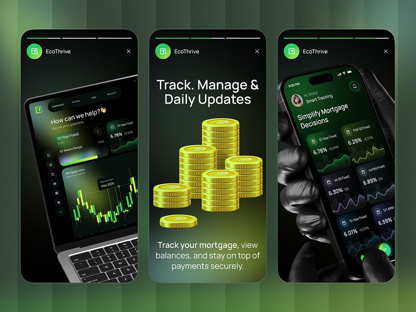 fastweb247's tweet image. AI Mortgage Rate Tracker App Stories | Social Media Design
#Software #mobileAp #iosdesign