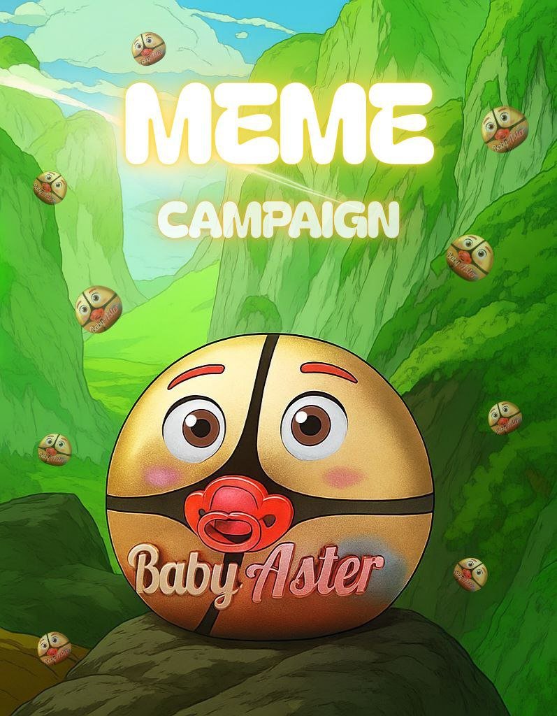 ⭐️Unleash your creativity!
Join the Baby Aster Meme Contest 🎭 Show us your funniest $BASTER memes for a chance to win WL spots + $USDT rewards!
- Post it on Twitter, tag <a href="/Baby_aster_fun/">Baby Aster</a> and use hashtag #BabyAster
📅 Ends before Presale: 03/10 12:00 UTC