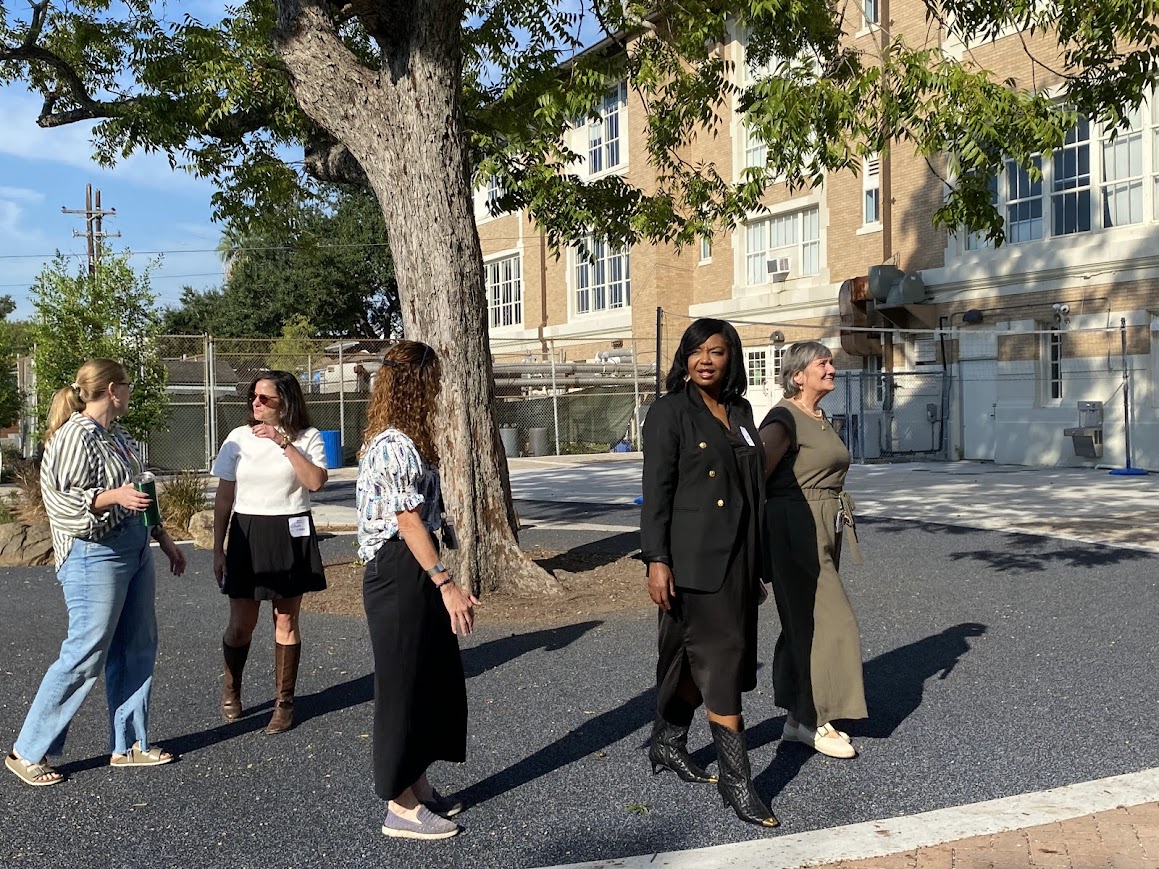 🌟 Thank you to Dr. Fulmore &amp; Katie Baudouin for visiting Live Oak! 💛💙 They explored our new playground 🎉 and stopped by classes to see Rarebird excellence &amp; creativity in action. We’re grateful for their support!