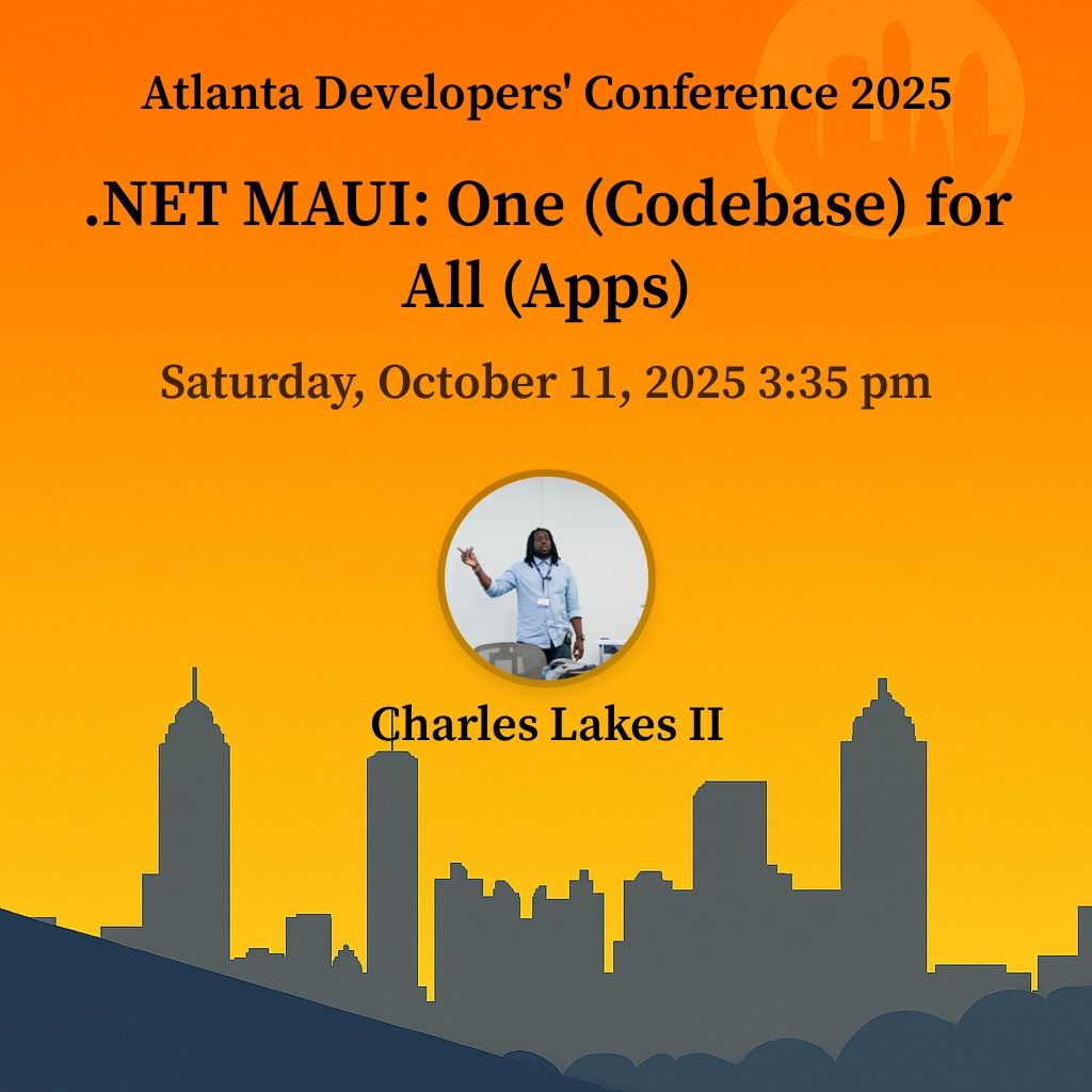 Atlanta Developers' Conference (@atldevcon) on Twitter photo Join <a href="/The2Lakes/">The II Lakes Group</a> on October 11th as they present ".NET MAUI: One (Codebase) for All (Apps)" ticketleap.events/tickets/develo… Join <a href="/The2Lakes/">The II Lakes Group</a> on October 11th as they present ".NET MAUI: One (Codebase) for All (Apps)" ticketleap.events/tickets/develo…