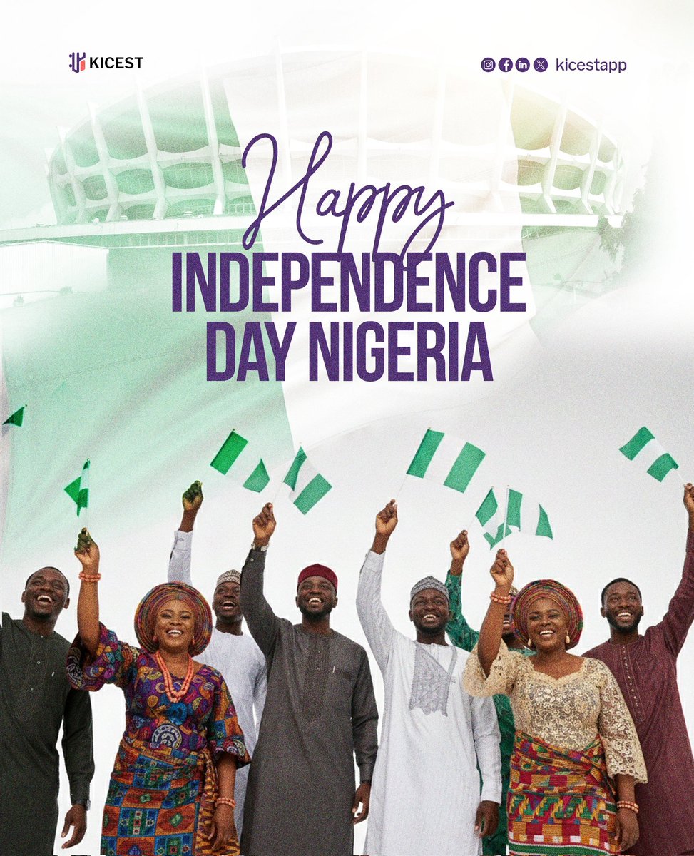 kicestapp's tweet photo. October 1st, 2025 Nigeria celebrate 65 years of unity, strength, and resilience. 🇳🇬✨
Happy Independence Day, Nigeria! 💚🤍💚
#independenceday2025 https://t.co/BkE6OfGfHb