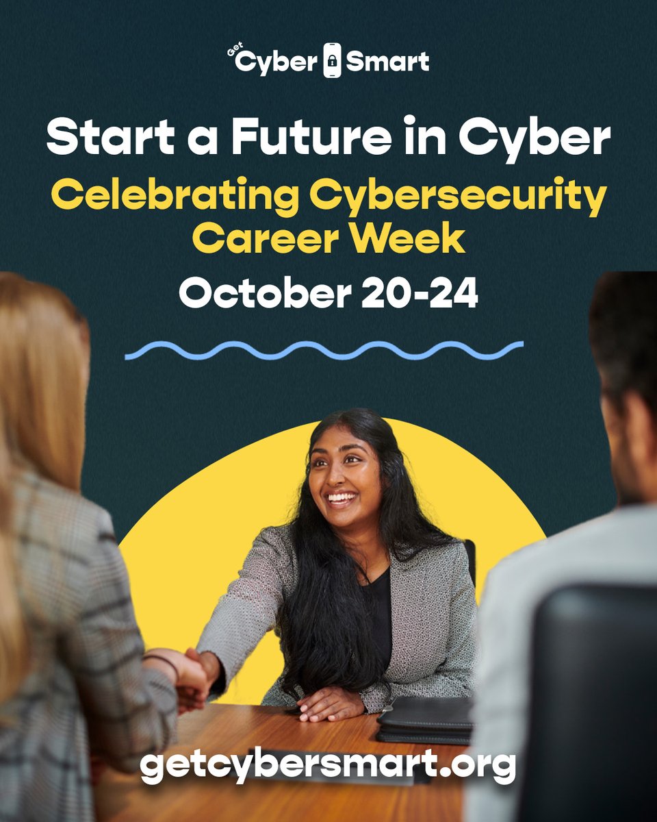cyber_dot_org's tweet image. Know an organization preparing young adults for futures in cybersecurity? Share GetCyberSmart.org with students and teachers for a wide range of cybersecurity opportunities. #GetCyberSmart2025 #cybercareerweek #ChooseCyber @NISTcyber