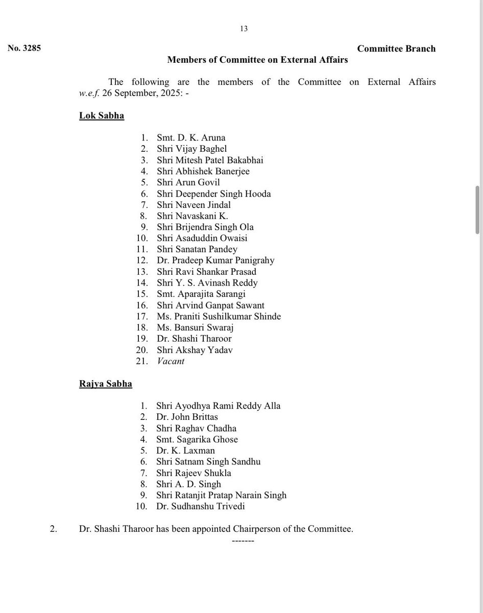 raghav_chadha's tweet image. Delighted to be nominated to the Parliamentary Standing Committee on External Affairs.

At a time of shifting geopolitics and global churn-with wars, new alliances and tariff disputes- the Committee’s role in reviewing India’s foreign policy, international agreements and…