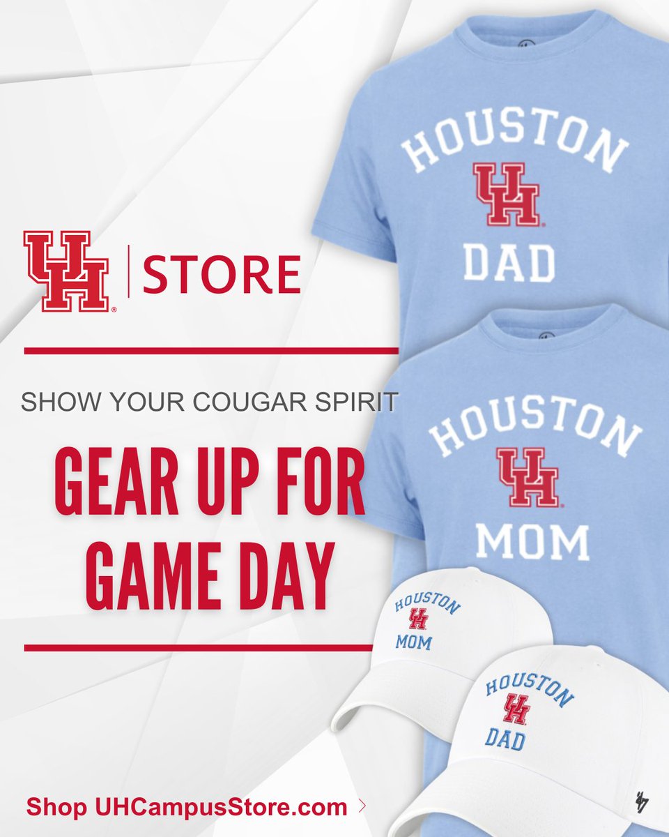 It’s almost time for kickoff, Coogs! 🩵  This Saturday is our Houston Blue game AND Family Weekend, so make sure you’re geared up in style. Celebrate Family Weekend with exclusive family-themed shirts and hats from the UH Store.

Snag yours before they’re gone! 🐾

#GoCoogs