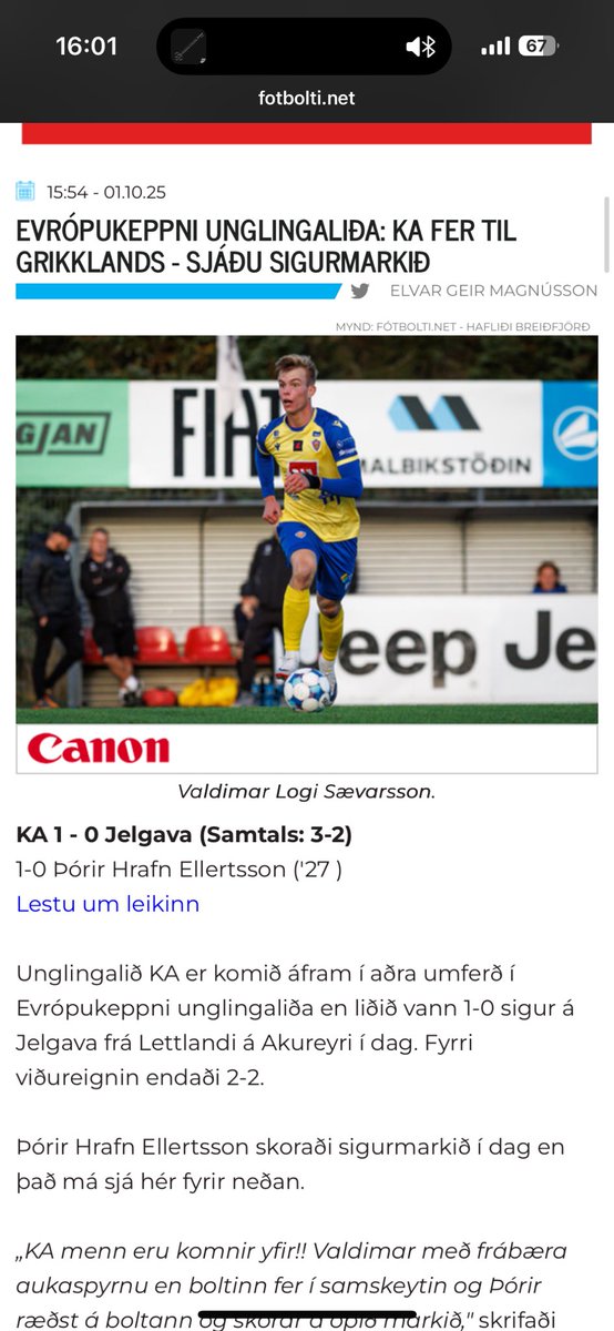 Sigur fyrir íslenskan fótbolta. Hef lítið heyrt um þessa skepnu sem Milo og Egill eru að smíða þarna. Komnir í næstu umferð á móti PAOK sem ég reikna með að verði 50/50. Yngri flokkar KA er svo allt önnur skepna