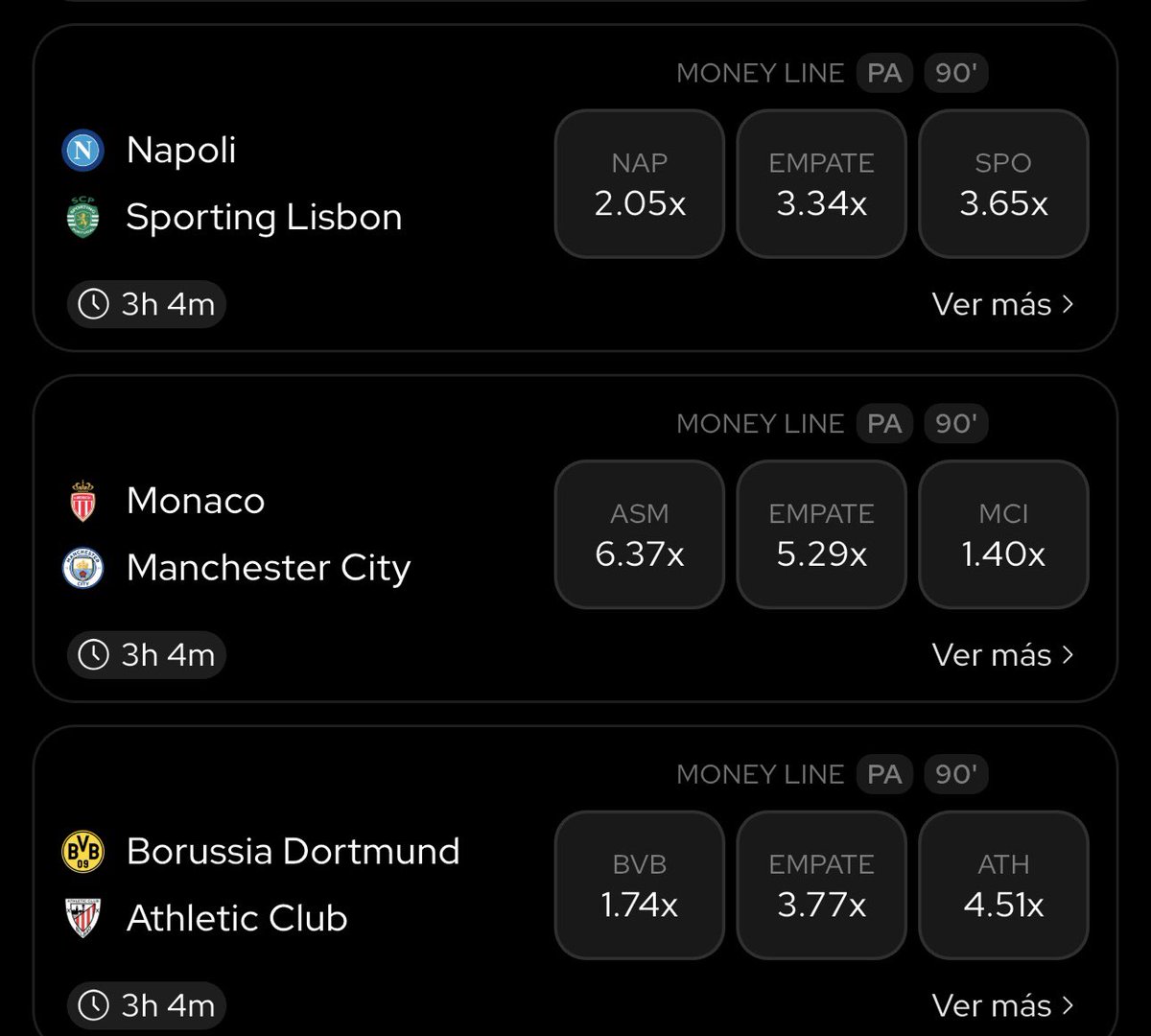 BernardoPicks's tweet image. Dinámica #ChampionsLeague de @Draftea_Mexico 🌌 ⚽️ 

1 ganador de $1,000💰

Para participar tienes que hacer lo siguiente:
-Dar Like ♥️ y RT 🔁 
-Acertar los resultados de los 4 partidos de Champions de las imágenes (ganador o empate)
-Seguirme en X (Twitter)
-Usar el…