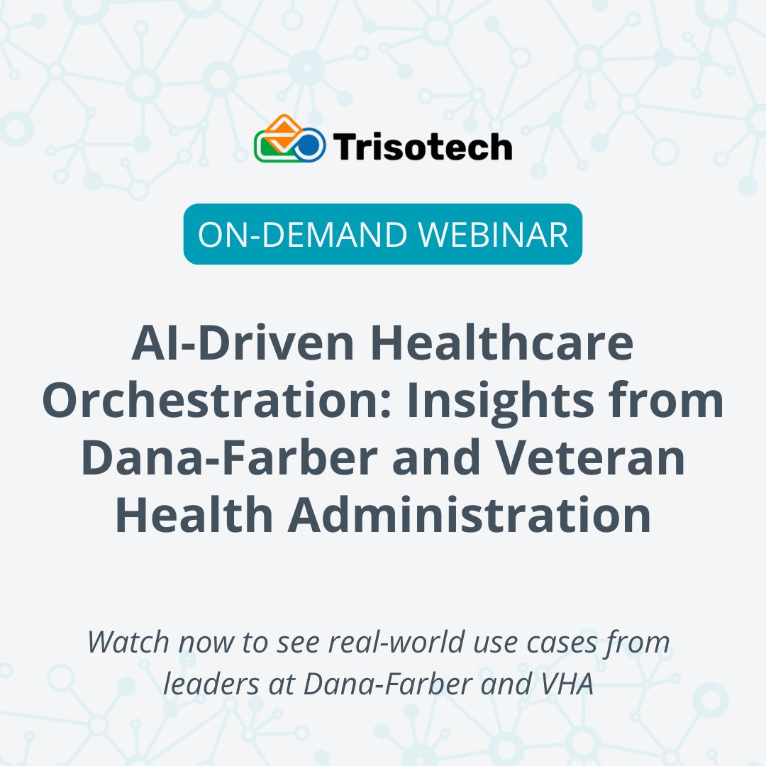 Trisotech's tweet image. From patient triage to care coordination—AI-driven orchestration can transform outcomes. See it in action with Dana-Farber & VHA.
ow.ly/Ixzo50WCoug
#HealthcareOrchestration #ClinicalWorkflow #DigitalHealth