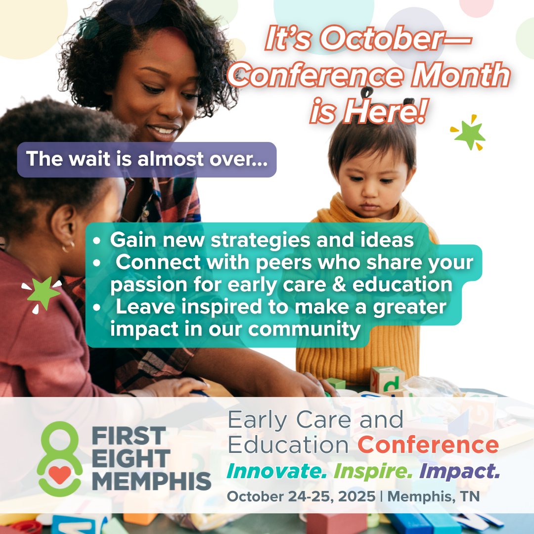 The wait is almost over—our ECE Conference is happening this month! On October 24–25, educators, leaders, and advocates will come together to innovate, inspire, and impact our community.
 
Register today: bit.ly/F8MConference