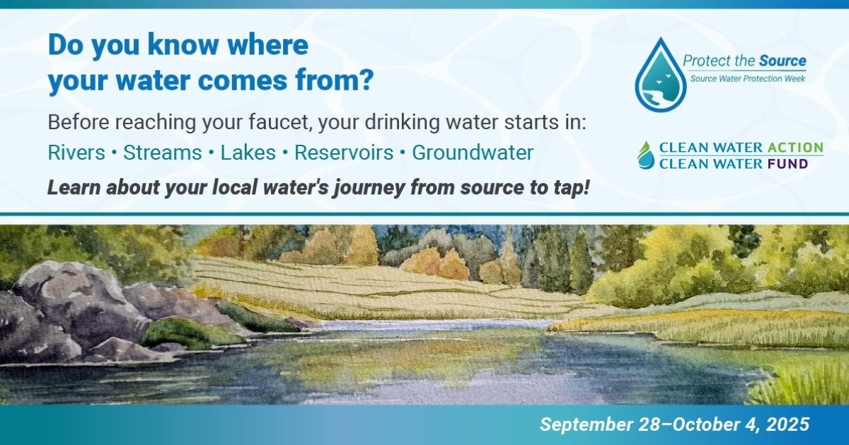 cleanh2oaction's tweet image. Source water protection doesn’t just happen at the utility. 💧 It happens on farms, in forests, in neighborhoods — wherever decisions are made that affect the land and water we all rely on.

#ProtectTheSource #SourceWaterProtectionWeek
