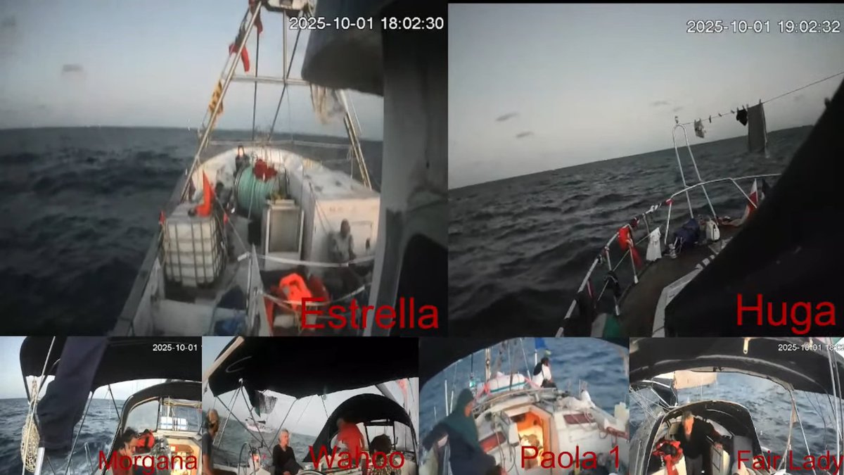 Saat 19:00 itibarıyla 86 deniz mili mesafe kaldı, hız 4.6 deniz mili. #Handala müdahale edilen bölgedeler, R3-R4 arasında ilerliyor. #Sumud filosu takibimizde, herhangi bir olumsuz durum söz konusu değil. #SumudFlotilla