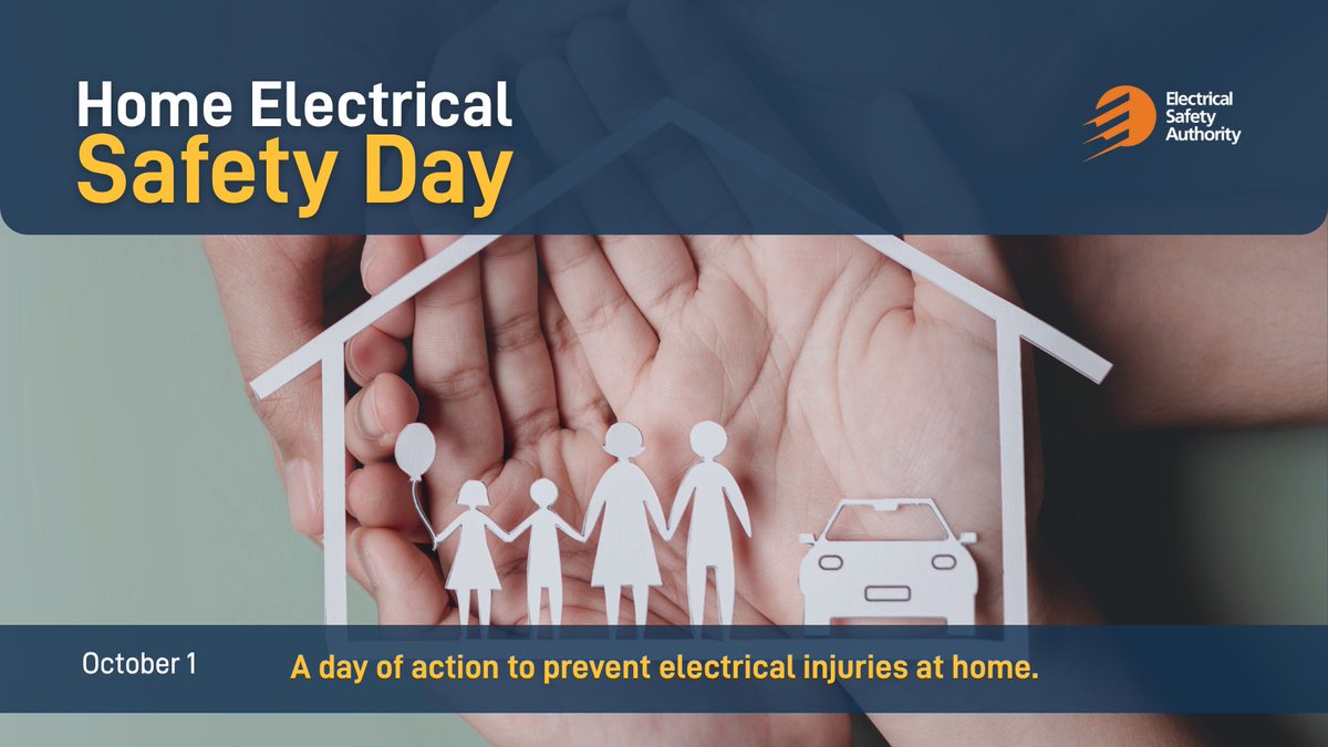 homeandsafety's tweet photo. Today is Home Electrical Safety Day. ESA created this safety milestone as an Ontario-wide day of action to prevent electrical injuries at home. Now in its 7th year, the goal remains clear: take action now to prevent harms before they happen. 

Even small actions can have a big impact on safety. Check out our Homeowner Electrical Safety Handbooks for tips: https://t.co/ov5jkvNJFh #HomeElectricalSafetyDay #HomeSafety