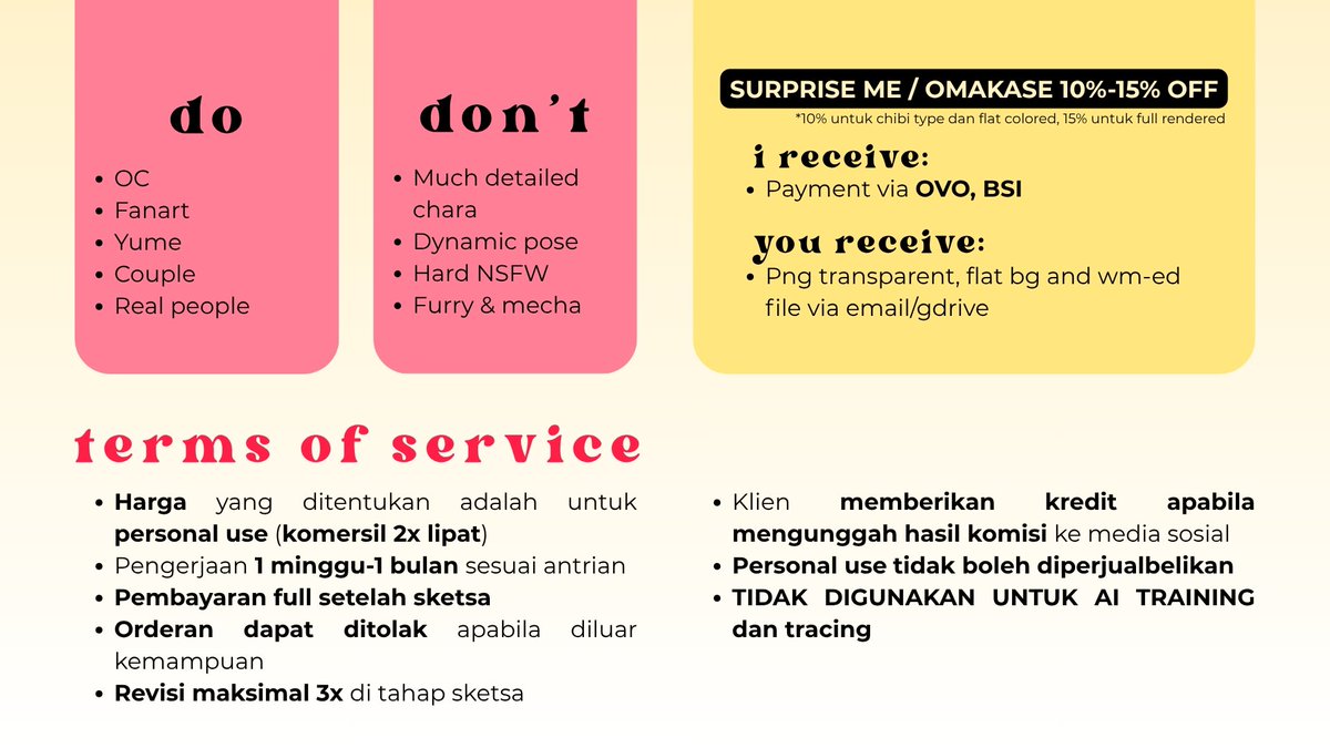 [RTs are really appreciated]
⋆｡ﾟ✿୭ ⋆ COMMISSION OPEN ﾟ☾ ﾟ｡⋆

halooO~ fiyya open komis untuk lokal🇮🇩
feel free untuk bertanya di kolom reply atau di DM(⁠｡⁠•̀⁠ᴗ⁠-⁠)⁠✧
#commission #artidn #zonakaryaid #artistindonesia