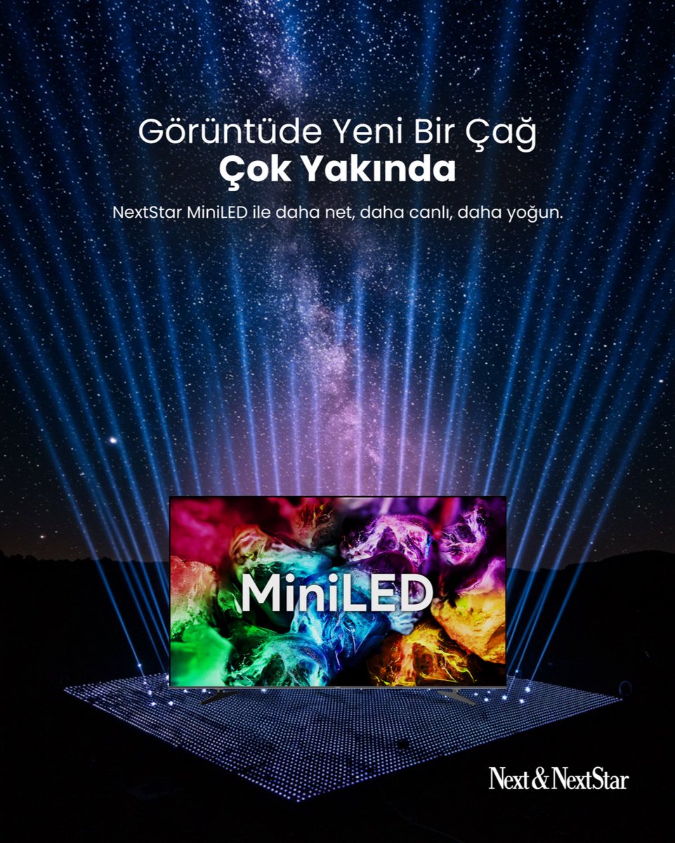 next_nextstar's tweet photo. Binlerce ışık noktası, tek bir kusursuz görüntü için birleşiyor. NextStar MiniLED yakında!

#NextNextStar #NextStar #MiniLED #TV #Television https://t.co/ifSJDan9Rf