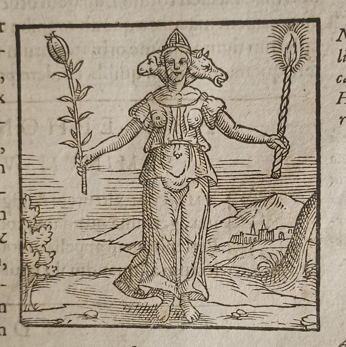 MarshsLibrary's tweet image. Hecate, goddess of witchcraft, to usher in October! From Valeriano&apos;s &apos;Hieroglyphica&apos; printed in 1602 #Halloween #Shocktober