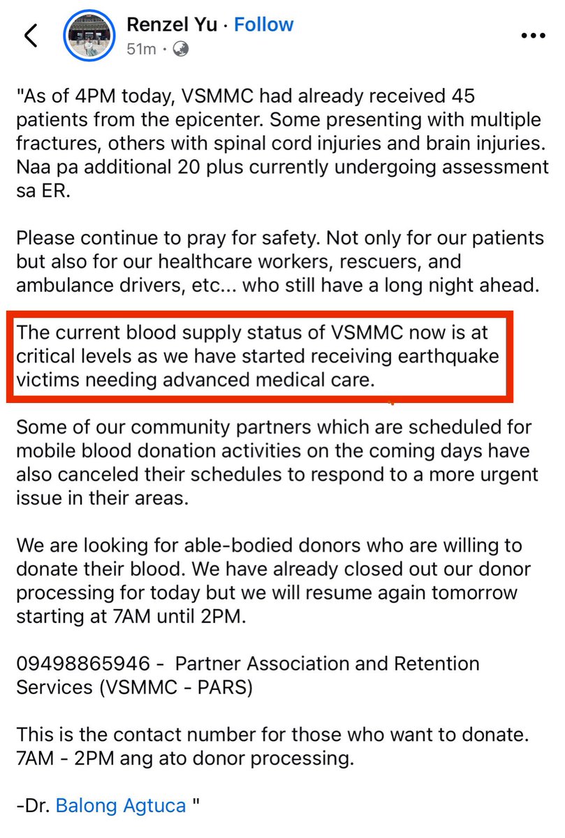 queenmido's tweet photo. BLOOD DONORS NEEDED. Please spread the word !! all blood types are welcome !! Preferably unta nakatry na donate blood before but if wala pa, kindly check attached pic for the general qualifications). Thank you! #CebuEarthquake #Cebu https://t.co/imUmhkCoAm