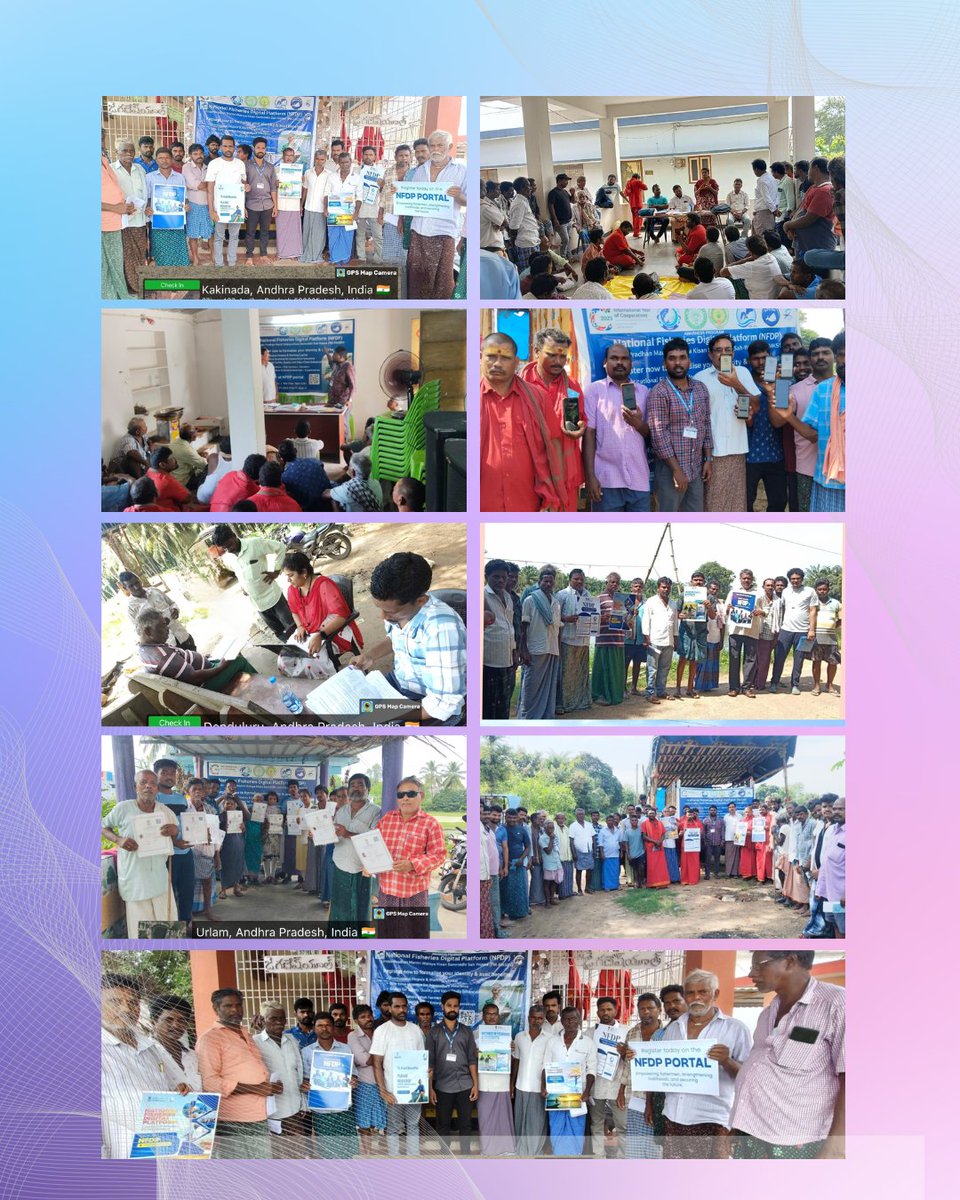 FisheriesGoI's tweet photo. Empowering Fisheries Sector through NFDP Registration Drive 🐟💙

AFCOF organized NFDP registration drives across Andhra Pradesh at:

📍 Ambedkar FCS, Eluru
📍 IFCS, Urlam, Srikakulam
📍 Nemam FCS, Kakinada
📍 Sri Rama FCS, Kotapadu, Visakhapatnam
📍 Inland FCS, Bhagirathipuram, Srikakulam

The Bhagirathipuram Fishermen Society also completed NFDB registrations and adopted the NFDB Mobile App, ensuring better access to welfare schemes and digital tools.

Together, these initiatives are empowering fishers and strengthening the fisheries sector. 🌊✨

#NFDP #FisheriesIndia #AFCOF #DigitalFisheries #EmpoweringFisherfolk