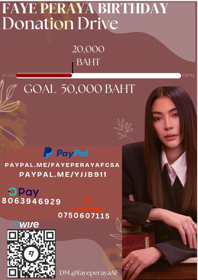 Faye’s Birthday Donation Drive – Update🌻✨🎂 

We've collected 20, 000 THB but we still have a long way to go to reach our goal. Your generosity, no matter the amount, brings us one step closer to making her smile.

This project is more than just a birthday gift—it's a chance