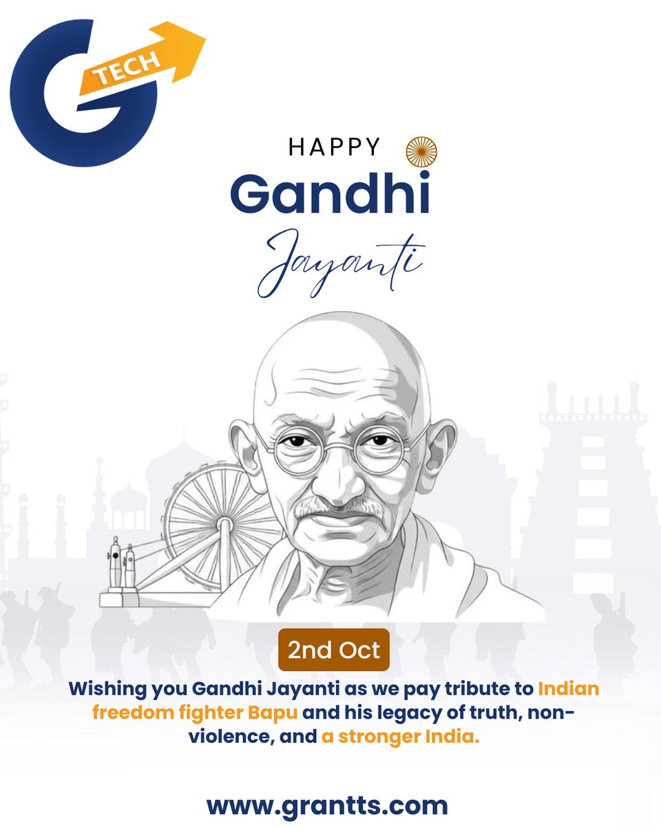 Grant_Tech_'s tweet photo. 🌸 “Be the change you wish to see in the world.” – Mahatma Gandhi 🌸
On this Gandhi Jayanti, let’s celebrate the power of truth, simplicity, and peace.
May his timeless wisdom continue to inspire us every day. 
#GandhiJayanti #MahatmaGandhi #Peace #Truth #Inspiration #GrantTS https://t.co/80Al2GmoLc