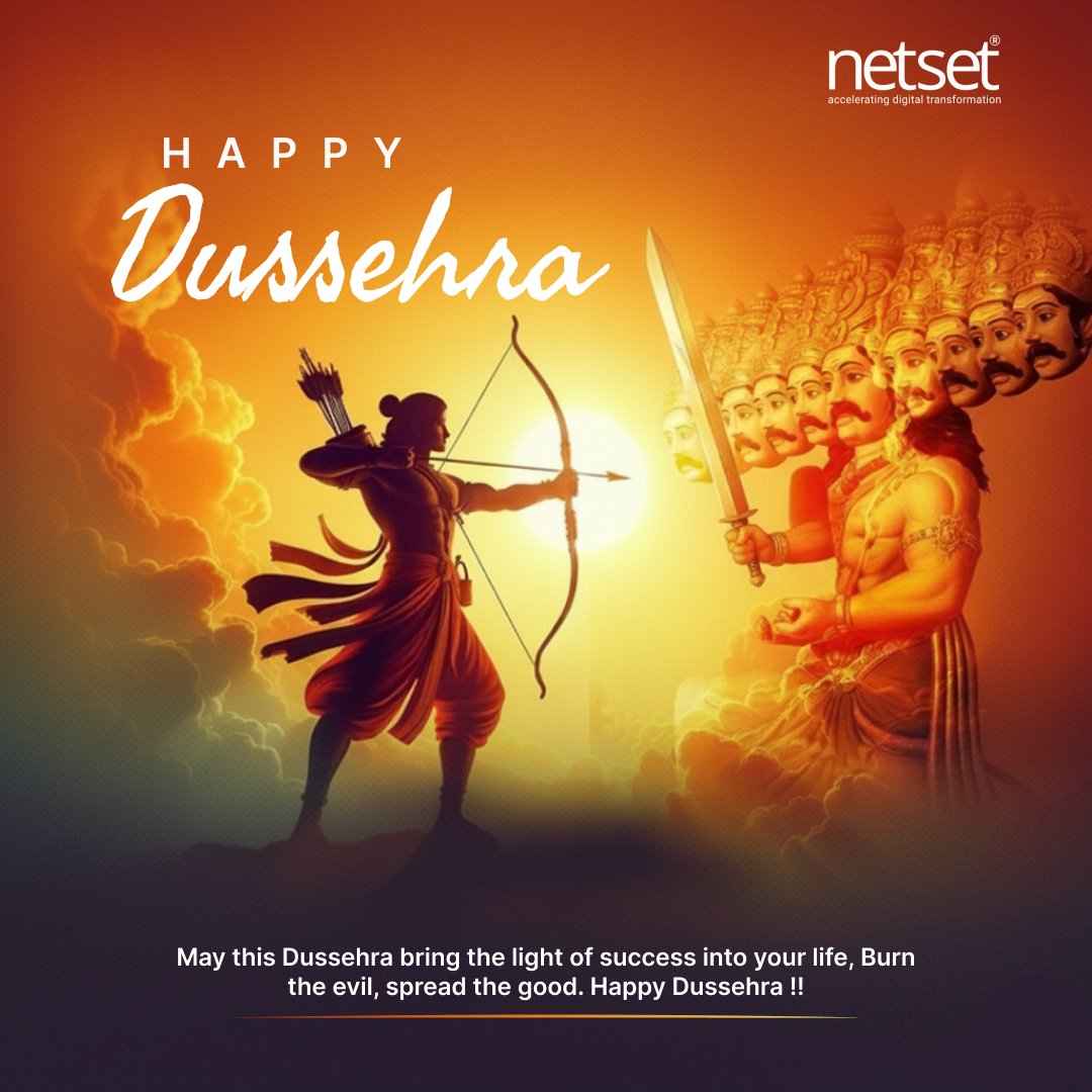 NetSet_Software's tweet image. This Dussehra, let’s celebrate the victory of good over evil. May the festival bring you strength, wisdom, and inspiration to create a brighter, better tomorrow.
𝑻𝒆𝒂𝒎 𝑵𝒆𝒕𝑺𝒆𝒕 𝑺𝒐𝒇𝒕𝒘𝒂𝒓𝒆
#HappyDussehra #netsetsoftware #festivevibes #celebration #Dussehra2025