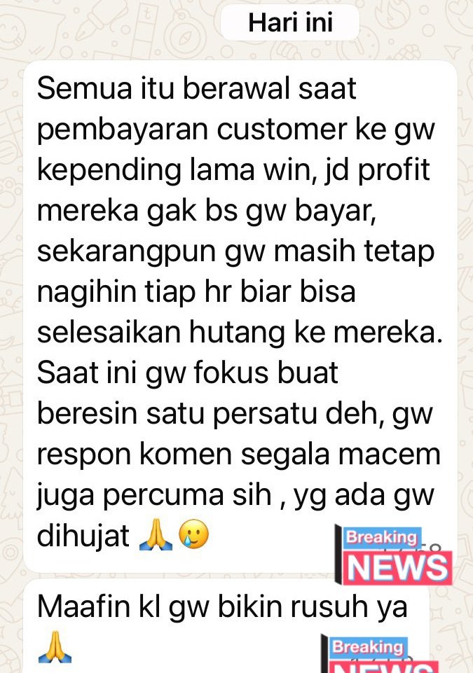 Udh dpt blasting japri ginian dr <a href="/petercumicumi/">Om Jangkar ⚓</a> ? Jgn percaya!!!! 

Kl emang JANTAN dan punya niat baik, buktikan BAYAR aja. Jual smua aset lo yg di halusinasi lo itu!!!!