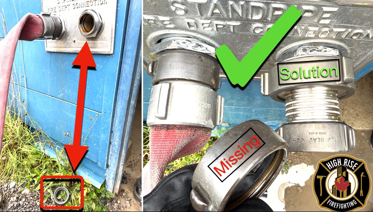 Troubleshooting the Fire Department Connection (FDC). In this case, a missing set screw was the cause of the coupling failure. Rapid recovery is the use of the speed-swivel.