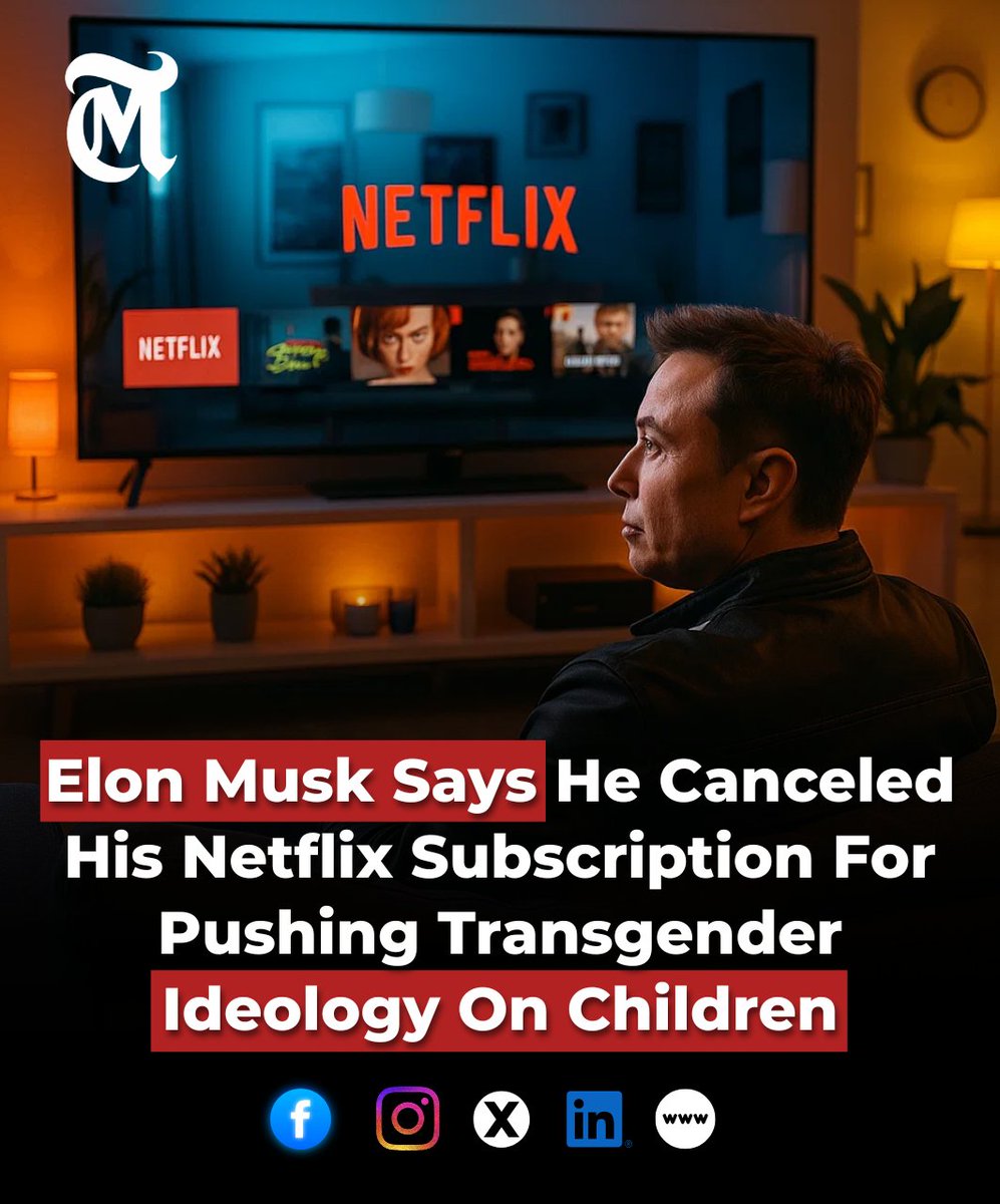 themestimes's tweet image. Elon Musk Says He Canceled His Netflix Subscription For Pushing Transgender Ideology On Children.

#elonmusk #Netflix